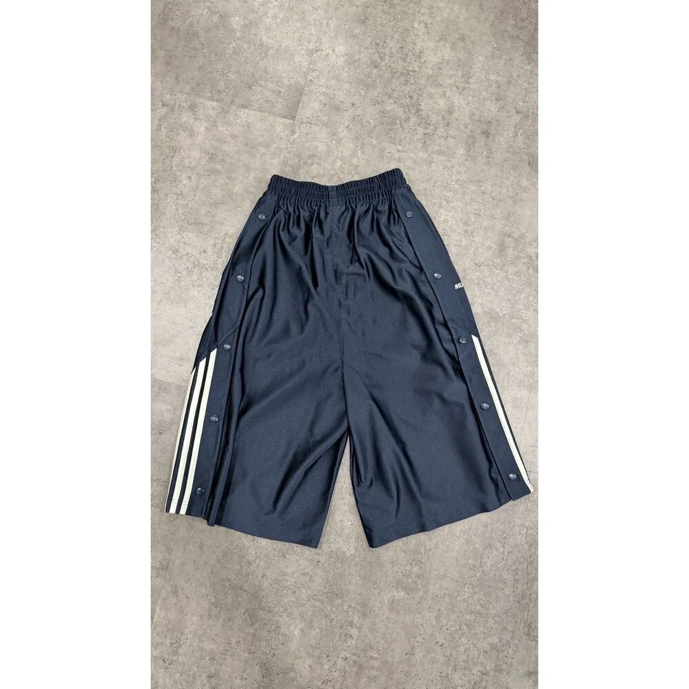NWT Willy Chavarria x Adidas Dazzle Shorts Mens XXS Navy Blue Oversized KD1800